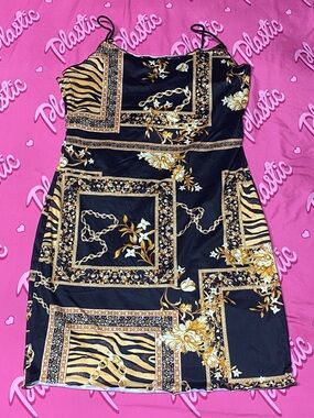 NWOT SHEIN Black Gold Chain Urban Streetwear Club Dancing Cocktail Mini Dress